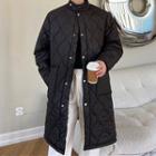 Quilted Long Snap-button Coat
