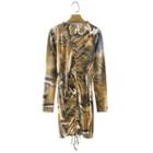 Long-sleeve Camouflage Print Drawstring Mini Bodycon Dress