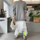 Fleece-lined Tiered-hem Long Pullover Dress