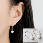 925 Sterling Silver Freshwater Pearl Dangle Earring White Faux Pearl - Silver - One Size
