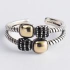 925 Sterling Silver Layered Open Ring S925 Sterling Silver - Squares - Gold & Black - One Size