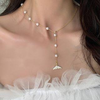 Mermaid Tail Faux Pearl Y Choker Gold - One Size