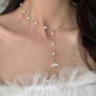 Mermaid Tail Faux Pearl Y Choker Gold - One Size