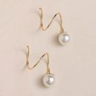 Faux Pearl Swirl Earring 1 Pair - Gold & White - One Size