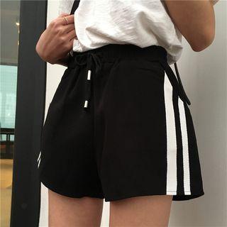 Striped Trim Wide-leg Sweatshorts