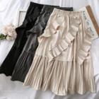 Ruffled-trim Asymmetric A-line Skirt
