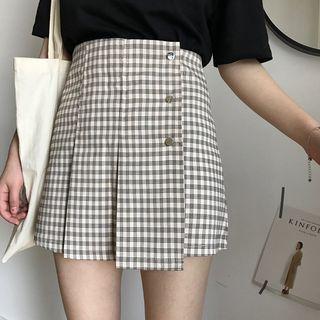 Plaid Pleated Hem Skirt