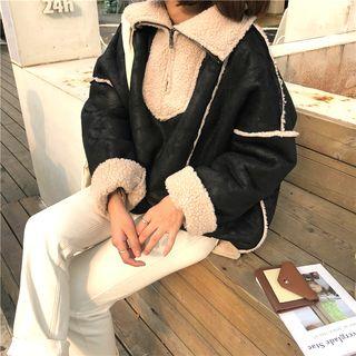Faux-leather Fleece Top