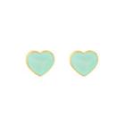Simple Romantic Plated Gold Enamel Light Green Heart-shaped Stud Earrings Golden - One Size