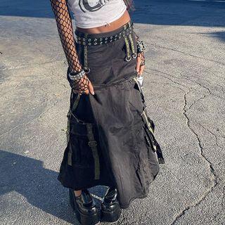 Plain Paneled Maxi Skirt