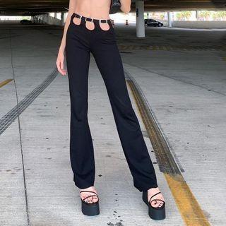 High-waist Cut-out Boot-cut Pants