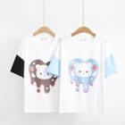 Two-tone Cartoon Print T-shirt