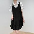 Plain Ruffle Blouse / Plain A-line Mini Dress As Shown In Figure - One Size