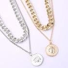 Embossed Pendant Layered Alloy Necklace