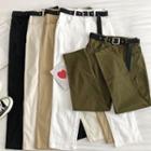 Double-pocket High-waist Cargo Pants With Belt