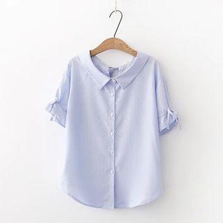 Short-sleeve Loose-fit Plain Blouse