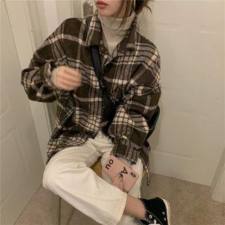 Long Sleeve Brush Fleece Plaid Shirt