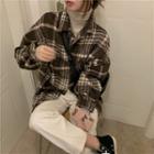 Long Sleeve Brush Fleece Plaid Shirt