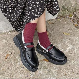 Fleece-lined Platform Mary Jane Shoes