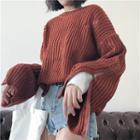 Plain Loose-fit Convestable Distressed Cardigan