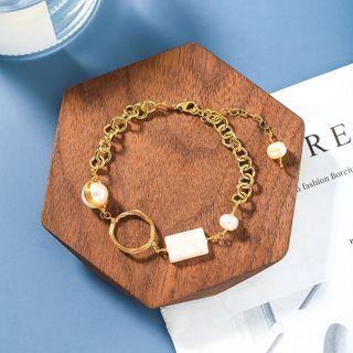 Freshwater Pearl Alloy Bracelet 1 Pc - Freshwater Pearl Alloy Bracelet - One Size