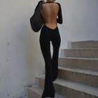 High Waisted Open-back Boot-cut Jumpsuit