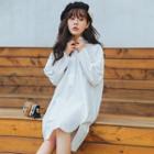 Long-sleeve Plain Shirt Dress