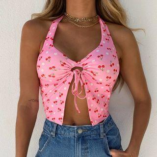 Tie-front Cropped Halter Top