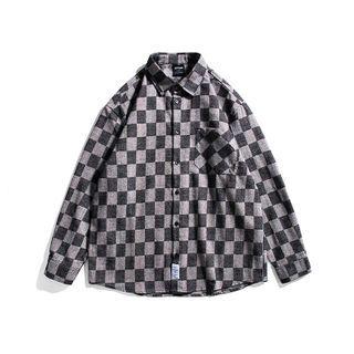 Long-sleeve Checkerboard Print Shirt