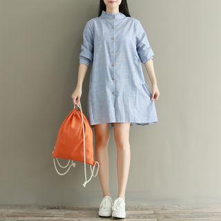 Mock Neck Long-sleeve Shirt Dress