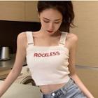 Embroidered Lettering Knit Tank Top