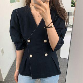 3/4-sleeve Double Breasted Jacket