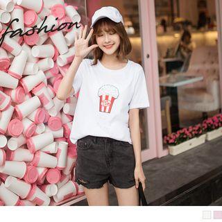 Popcorn Print Short Sleeve T-shirt
