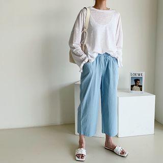 Long-sleeve M Lange Linen T-shirt White - One Size