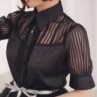 Short-sleeve Sheer Panel Shirt
