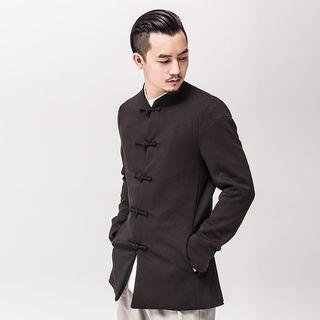 Chinese-style Frog-button Collarless Light Jacket