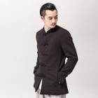 Chinese-style Frog-button Collarless Light Jacket