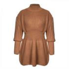 Mock-neck Ruffled Hem Sweater
