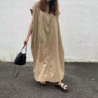 Plain Maxi Shift Dress Khaki - One Size