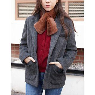 Wool Blend Herringbone Blazer