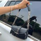 Chain-strap Belted Flap Hand Bag
