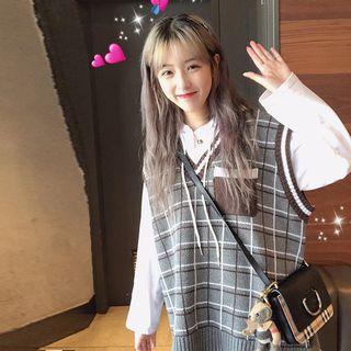 Window Pane Check Knit Vest