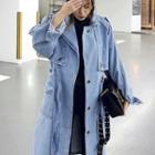 Buttoned Long Denim Trench Coat