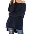 Off-shoulder Slit Sweater