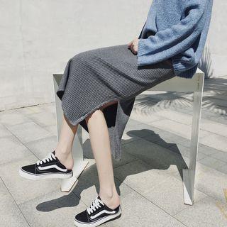 Midi Straight-fit Split Knit Skirt
