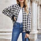Long-sleeve Plaid Zip Jacket