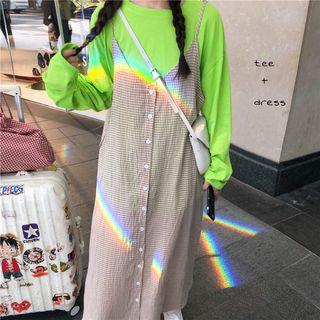 Long-sleeve T-shirt / Gingham Strap Dress