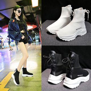 High-top Knitted Sneakers