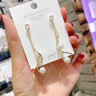 Faux Pearl Drop Earring 1 Pair - 925 Silver - One Size