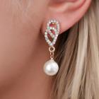 Set: Rhinestone Faux Pearl Drop Earring + Necklace